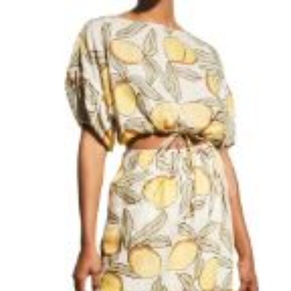 Rebecca Taylor Drawstring Crop Top - Lemons. Size L. - Picture 2 of 3